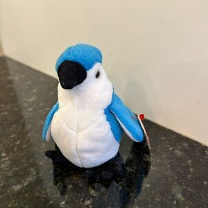 Ty Rocket The Blue Jay Bird Beanie Baby Plush 6” Stuffed Animal Toy